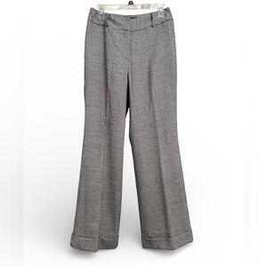 Harold's Wide Leg Women's Trousers Sz 6 Black White Birdseye Print Wool Blend